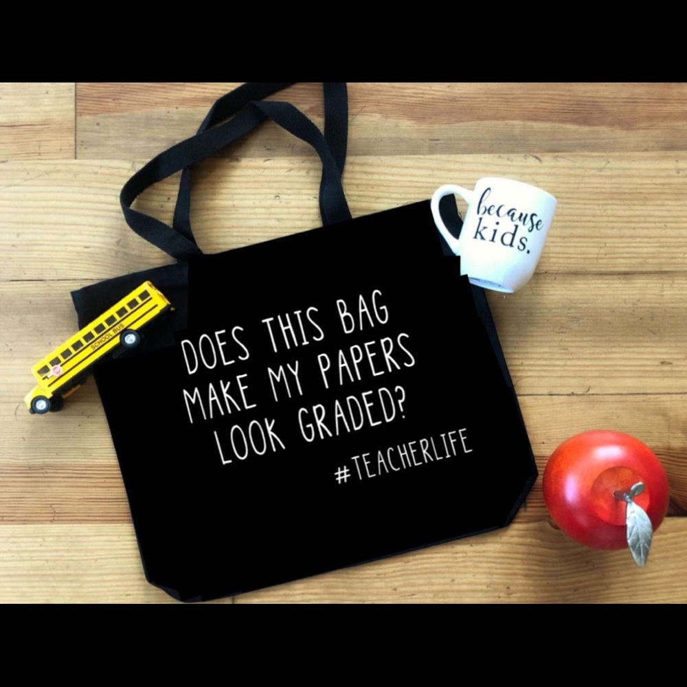 Large Zipper Tote Teacher Bag
